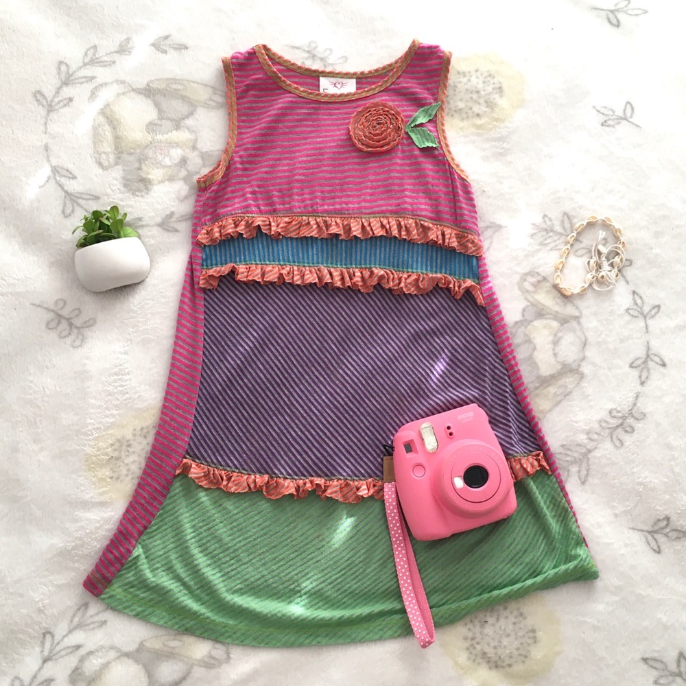Girls Freckles + Kitty Striped Dress (6X)